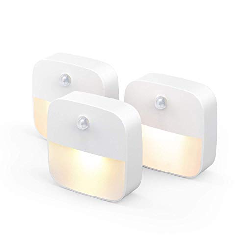 Womdee LED Motion Sensor Energy Efficient, Compact Stick-Anywhere On Night Light for Bedroom, Kitchen, Stairs (Warm White)- Pack of 3