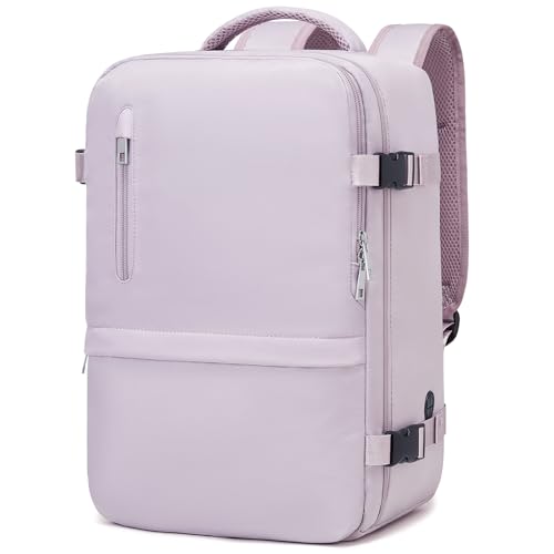 Sac à Dos pour Voyage en Cabine Avion 40x30x20 Sac à Dos pour Voyage pour Ryanair Bagage à Main avec Sac Antivol Poche pour Bouteilles pour Court, Violet,...
