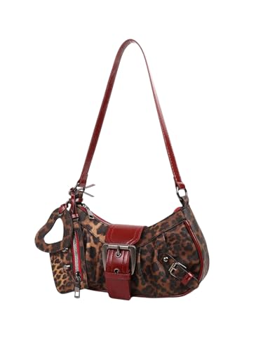 Women's Y2K Leopard Heart Hollow Shoulder Handbag Top Handle Zipper Buckle Underarm Bags Mini Purse - Main Image
