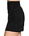 MANGOPOP Women's Basic Faux Suede High Waist A-line Mini Pencil Bodycon Skirt (A Black, Medium)