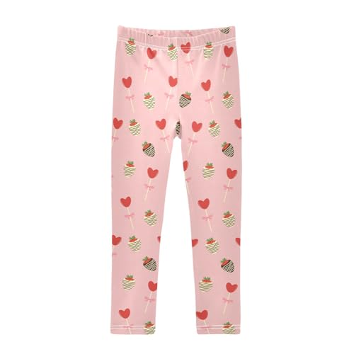 Chocolate Strawberry Lollipop Girls Leggings,Workout Leggings for Girls Toddler Athletic Leggings Size for 3-10T