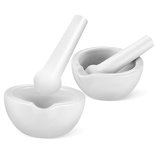 2 Sets Porcelain Mortars and Pestles for Food Grinding Grinding Bowls with Matching Pestles for Seasonings Spices and Kitchen Use