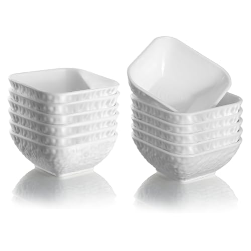 Kyraton Dipschalen Set 12 Stück 180ml, Weißes Kunststoff-Dippschalen Sojasauce-Teller für Beilagen, Condiment-Server für Tomatenmark, Ketchup, Essig, BBQ & Party, Mini-Appetizer-Teller.