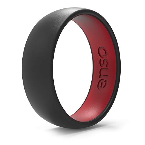 Enso Rings Dual Tone Silicone Wedding Ring – Hypoallergenic Wedding Band – Comfortable Band for Active Lifestyle - Medical Grade Silicone – 1.75mm Thick Unisex Band (Obsidian & Slate, 10)