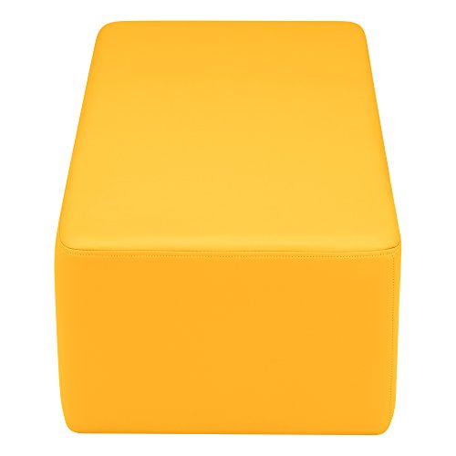 Image of Sprogs 12 inch H Structured Rectangle Stool -Flexible Modular Collaborative Soft Seating for Office, Home, Lounge and School Classrooms with Durable Frame & Set of 2 inch Casters Add-on -Yellow