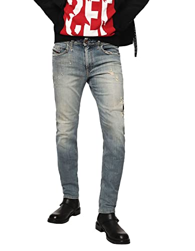 Diesel Thommer 081AU Jean coupe droite slim skinny pour homme, bleu, 27W x 32L