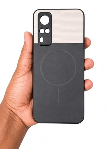 Image of Bintage Mac Safe Design Hard Slim Back Case | Soft Border Camera Protect | Dual PU Leather Finish Back Cover Compatible for Vivo Y51A 2020 - White & Black