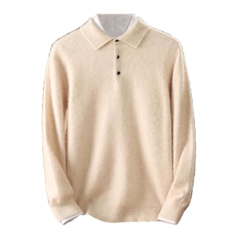 Mens Lapel Cashmere Sweater Solid Casual Business Buttons Pullover Warm Knit Jumper