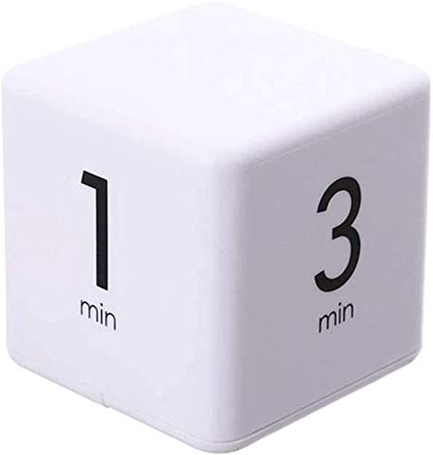 Timer, Cube Timer, 1, 3, 5, 10 Minutes for Time Management, Kitchen Timer, Work Timer, Reading Timer, Study Timer, Game Timer, Exercise Timer, etc. [ White ]