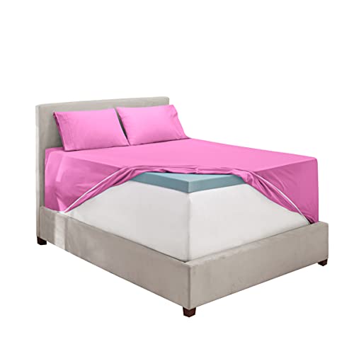 Image of Hearth & Harbor Extra Deep Pocket Split King Sheets - 5 Piece Hotel Luxury Bed Sheets Set Fits Up to 24 inch Mattress - Soft & Breathable Luxury Split King Bed Sheet Set, Split King, Orchid Purple