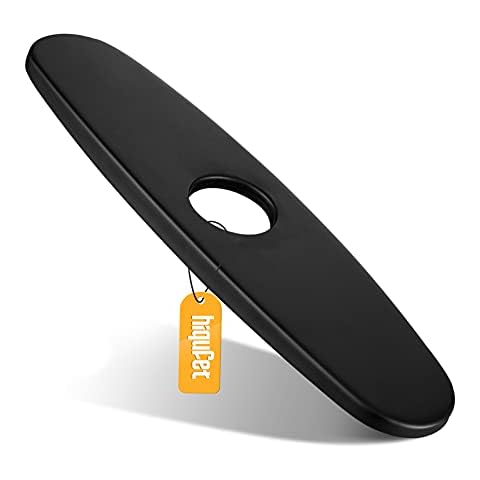 Escutcheon Plate Hiqufet Hole Cover Deck Plate Escutcheon for Bathroom or Kitchen Sink Faucet Single Hole Stainless Steel Black 10.35 Inch Faucet Plates to Cover Holes Cover