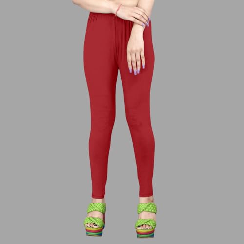 Image of Women's Solid Mid Rise Slim Fit Ankle Length Leggings - Comfortable and Stylish Yoga Pants for Workout, Running and Everyday Wear
