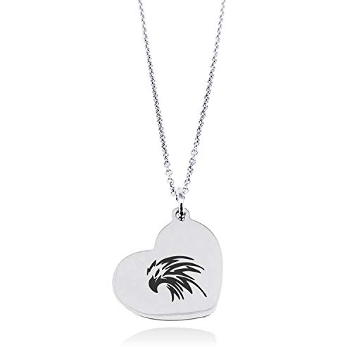 Tioneer Stainless Steel Eagle Floating Heart Tag Charm Pendant Necklace