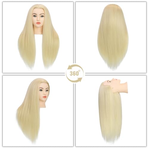 2834 mannequin head with human hair light blonde 70 real hair blue eyes styling practice mannequin head doll head for cosmetology amp hairdresser with free clamp stand and tools613