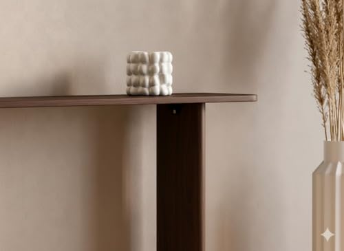 Image of Furniture Modern Solid Wood Console Table with Rounded Edges, Natural Finish, Minimalist Scandinavian Style Entryway Furniture Set for (Style 3, Walnut, 115x30x70)