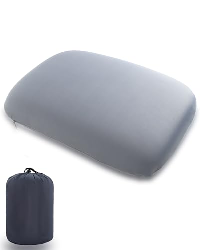 Camping-Pillow-Small-Travel-Pillow-Memory-Foam-Bed-Soft-Pillow-Lightweight-Easy-to-Carry-Portable-Cooling-Home-Pillow-Removable-Pillow-Cover-with-Travel-Storage-Bag-Gray