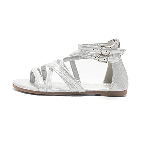 Image of FUNKYMONKEY Girls Gladiator Strap Sandals Flat Thong Cross Strappy Sandals