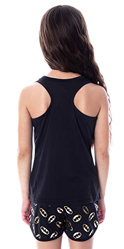 DC Comics Girls' Batman Gold Foil Logo Racerback Tank and Shorts Loungewear Sleep Pajama Set2