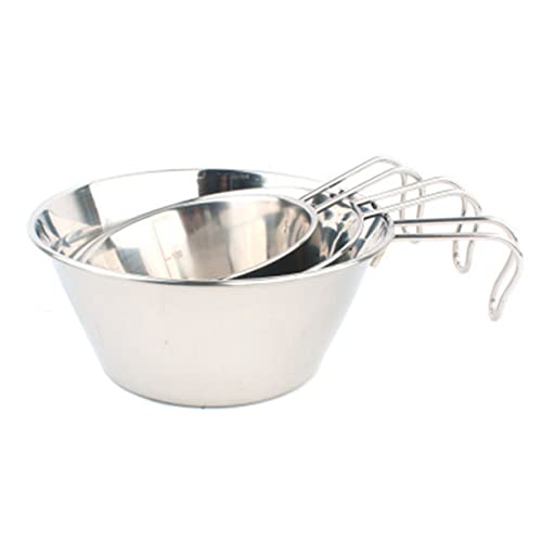 IWOWHERO Compact Stainless Steel Serving Bowls 3pcs Outdoor Bowl Set for BBQ Camping Picnic Silver