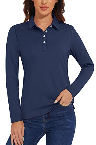 Camiseta deportiva de mujer manga larga polo secado rápido protección UV ligera