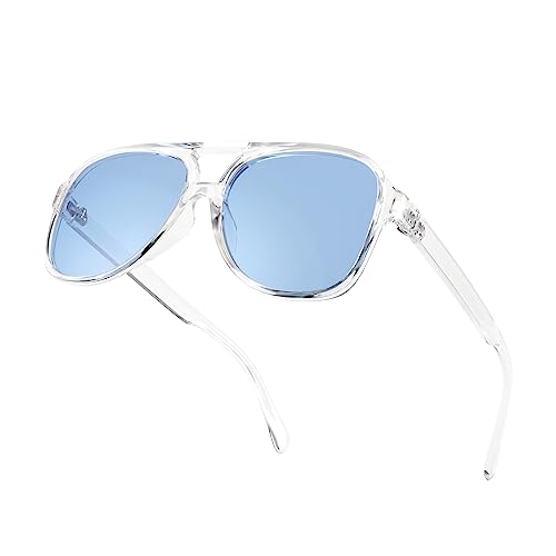 Image of FEISEDY Vintage Retro 70s Plastic Aviator Sunglasses Women Men Classic Large Squared Frame B2751