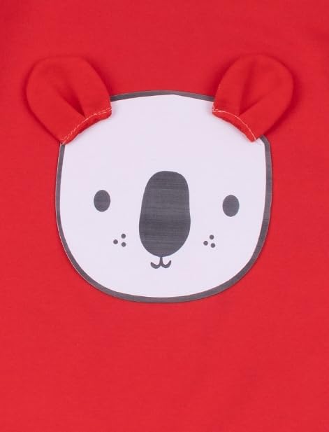 Image of 100% Cotton Animal face Print with 3D ears Rompers Sleepsuits Jumpsuit Night Suits for Infants Newborn Baby Boys & Girls