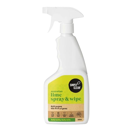 SimplyClean Lime Spray & Wipe - Natural Multi-Purpose Cleaner with Pure Australian Lime Essential Oil - Kitchen Surface Cleaner - Grease Remover - Ammonia Free - 500ml