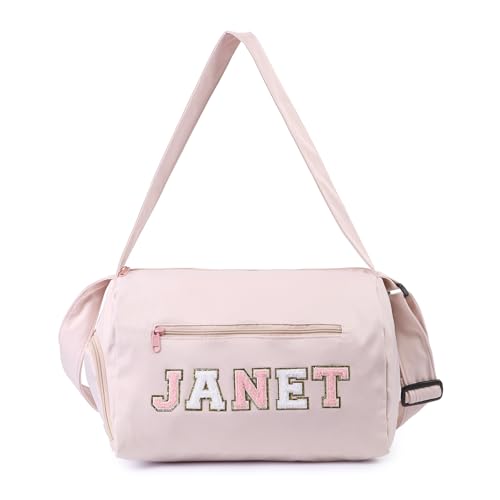 Personalized Travel Bag for Women Custom Name Duffle Bag Customized Overnight Bag Sports Gym Bags Bridesmaid Gifts for Women (Pink)