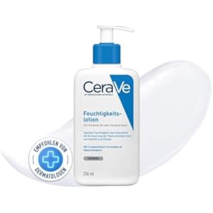 CeraVe Körperlotion mit Pumpspender, Für trockene bis sehr trockene Haut, Feuchtigkeitscreme Hyaluron und 3 essenziellen Ceramiden, Geeignet bei Neurodermitis, 236 ml