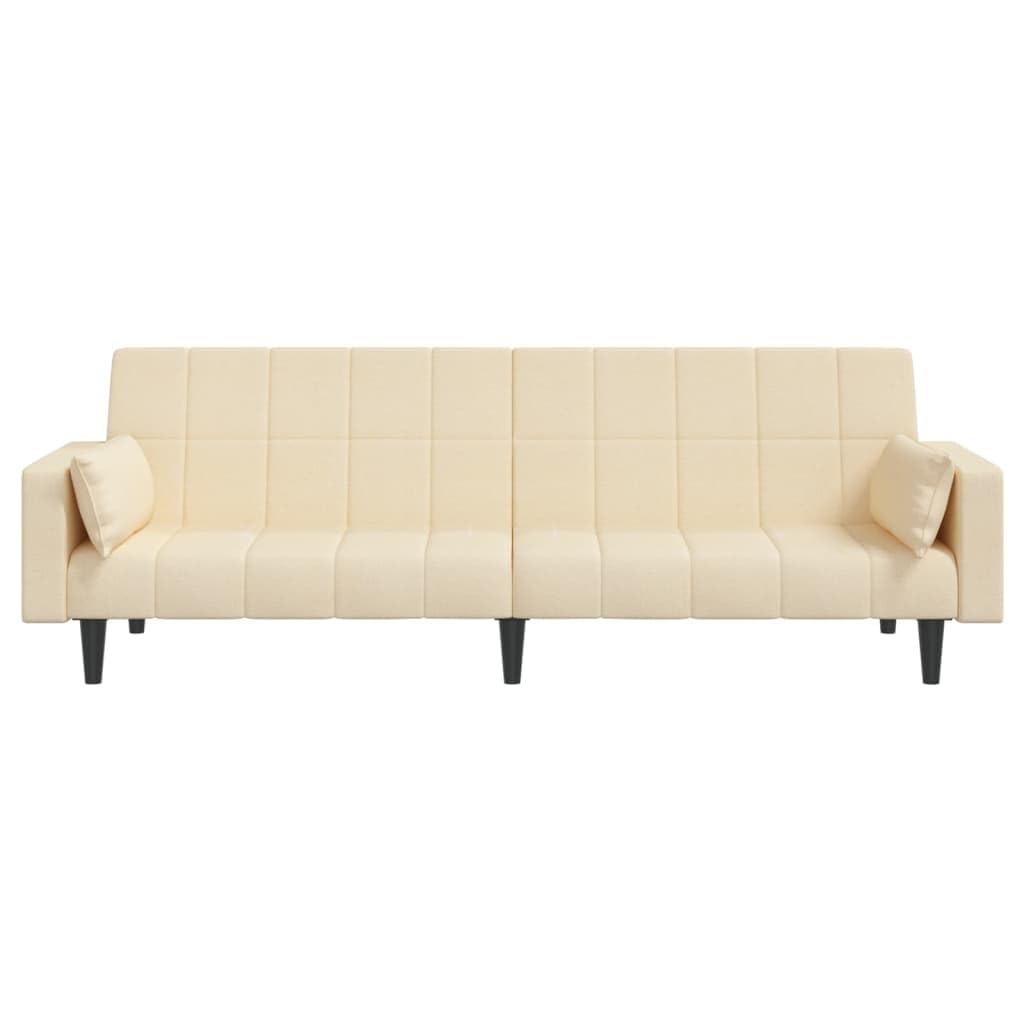 Sofá cama de 2 plazas con 2 cojines de tela crema de 220 cm