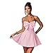 JUMISEE Women's Elegant Bow Strapless Homecoming Dress A Line Swing Tube Mini Dress Short Evening Party Prom Dress Pink