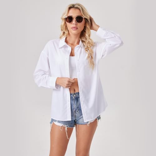 Womens Button Down Shirts Long Sleeve Wrinkle Free Work Office Button Up Dress Shirt with Pocket2