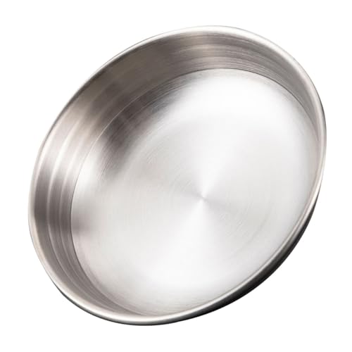 KICHOUSE 1pc Pickle Dish Pickle Snacks Fruit Tray Food Plate Feeding Serving Plate Dipping Sauce Bowls Small Bowls for Dipping Soy Sauce Dipping Bowl Circle Tray 304 Stainless Steel Silver