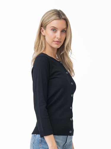 Cable & Gauge Novelty Button Cardigan, Jet Black, XL2