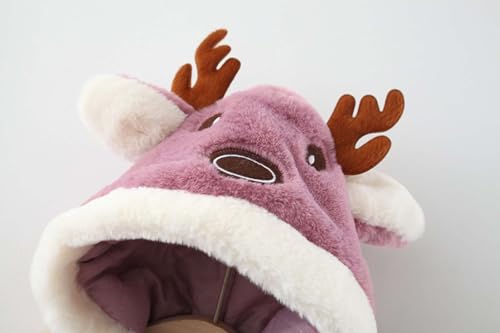 wodceeke Toddler Girls Christmas Elk Fleece Jacket with Bag Hoodie Fuzzy Warm Winter Coats Kids Cute Hooded Outwear 1-6 Years3