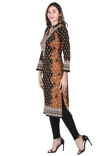 Image of Rosary Women's Winter Wear Jacquard Woolen Straight Kurti with 2 Side Pockets,1PCS-JACQ-RY04