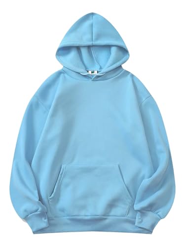 Image of SXV STYLE Hooded Pullover Solid Plain Unisex Cotton Oversized Baggy Sweatshirt Hoodie