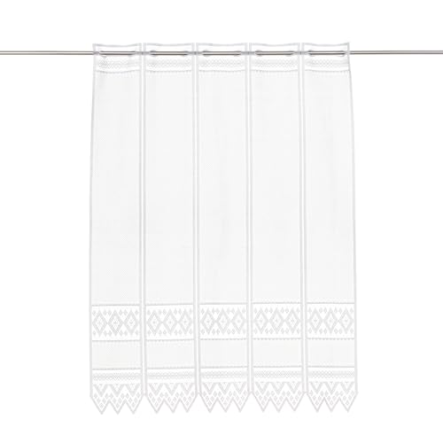 Scheibengardine Jacquard grafisch 110 cm hoch Weiß - Wunschbreite frei wählbar durch gekaufte Menge in 13 cm Schritten - Meterware