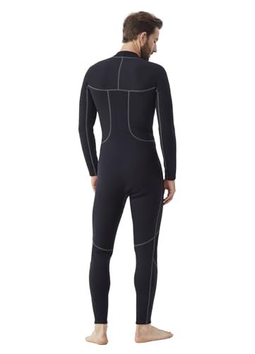 Image of Hevto Men Wetsuit 3 /2mm Neoprene Front Zipper for Surfing Diving | 16 Size Options with Regular Short and Tall Fits Wet Suit in Cold Water for Swimming Snorkeling Kayaking and SUP
