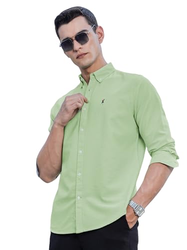 Image of Thomas Scott Men's Cricket Club Collection Classic Regular Fit Twill Shirt | 100% Cotton Long Sleeve Solid Shirt with Button Down Collar (Available in Plus Size)