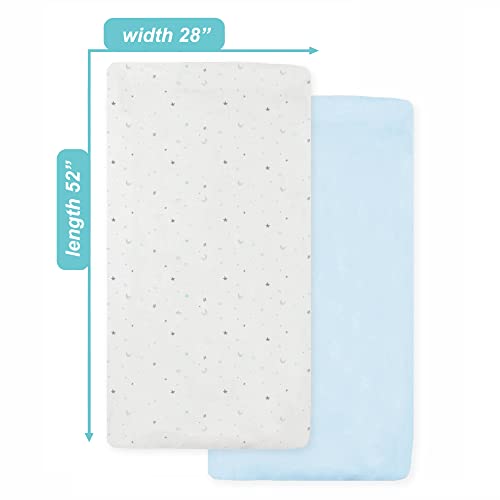 Image of American Baby Company 2 Pack Fitted Crib Sheets 52x28 inch, Blue Stars and Blue | 100% Natural Cotton Crib and Toddler Bed Sheets, Soft, Breathable & Hypoallergenic, Gentle on Skin, Neutral for Boys & Girls