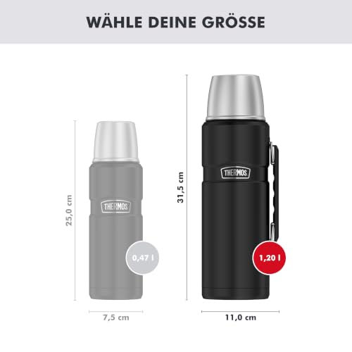 THERMOS STAINLESS KING Thermosflasche 1,20 l, 24 h heiß, charcoal black mat – Ansicht 5