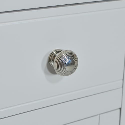Cómoda de 5 cajones de madera pintada con estructura gris delgada lista para usar en casa 8