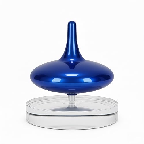 Hautech Electric Spinning Top with Glass Base 6+ Hour Endless Spin LED Light Show for Focus Calm & Creativity Unique Futuristic Gift for Adults (Stability Blue)