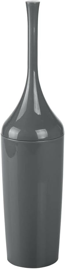 mDesign Modern Slim Plastic Toilet Bowl Brush and Holder for Bathroom Storage and Organization - Space Saving, Sturdy, Deep Cleaning, Covered Brush - Charcoal Gray