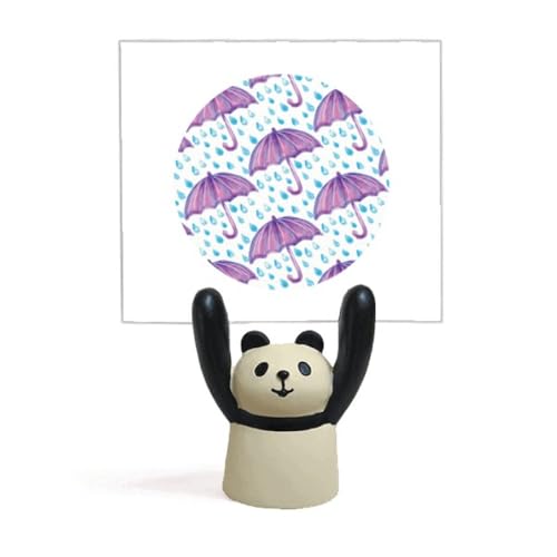 Parapluie violet aquarelle décoratif et son panda porte-photo pour table de chevet