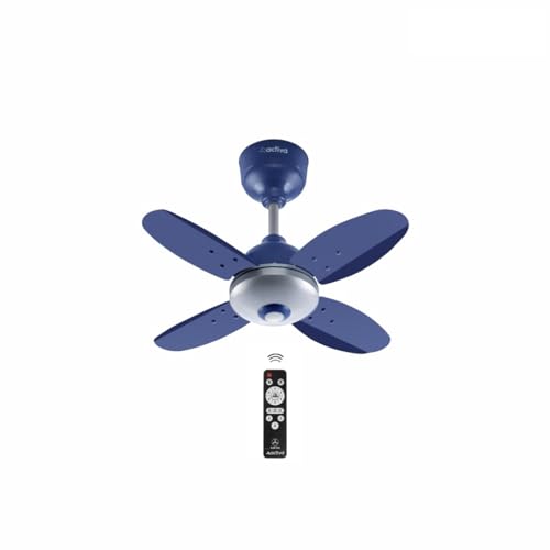 ACTIVA Gracia 600 MM BLDC Ceiling Fan | 4 Blades | 28 Watt | Noiseless Motor with LED Light | Remote Control | Reversible Mode, Timer, Energy Saving, come with 5 Years Warranty (Silver Blue)