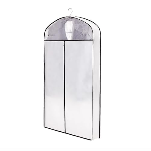 Garment Bags for Hanging Clothes，Suit Bags Covers with Zipper, Durable Garment Bags for Storage，for Suits, Gowns, Shirts, Jackets(White,43.3in/110cm)