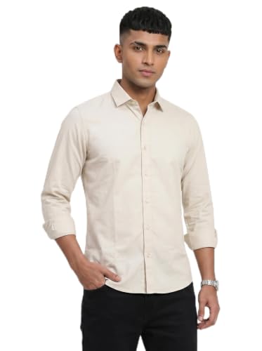Image of DOXIC Men's Cotton Shirt with Spread Collar Neck Full Sleeves Classic Style Solid Pattern Regular Fit and Standard Length | Formal & Casual Wear Shirts