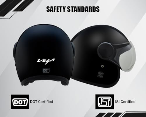 Vega Jet W/Visor Black Helmet-M